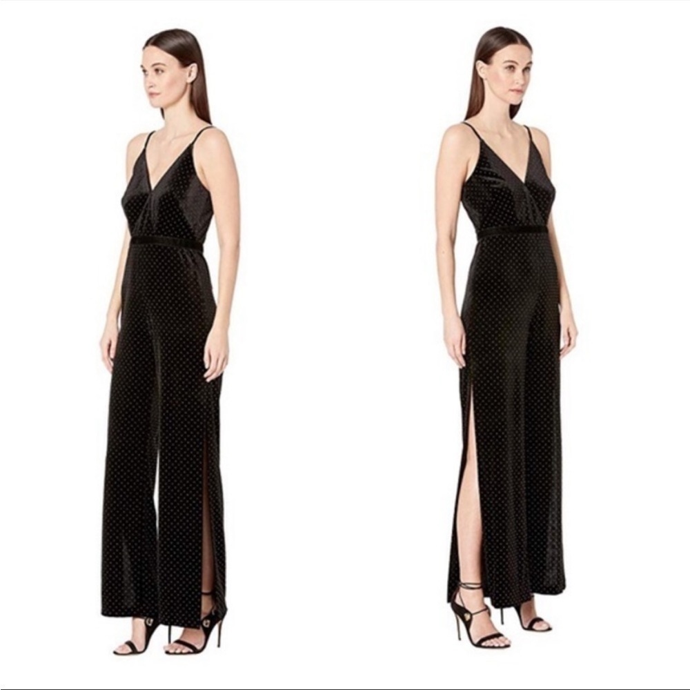 Monique Lhuillier Studded Velvet Velour Jumpsuit Sz 0